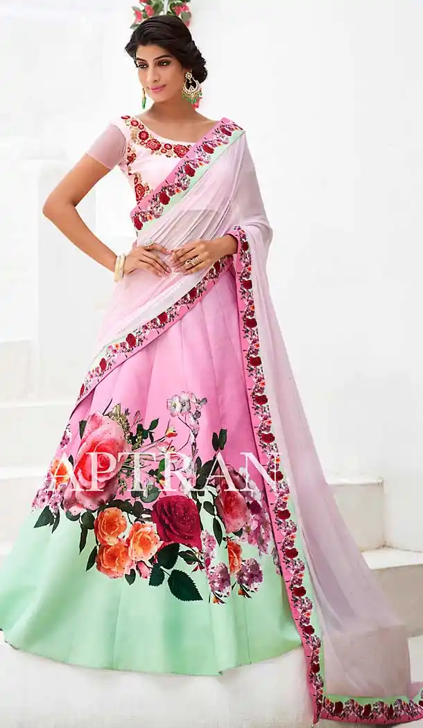 Rose Pink Color Silk Circular Style Designer Wear Lehenga Choli | FH509477602