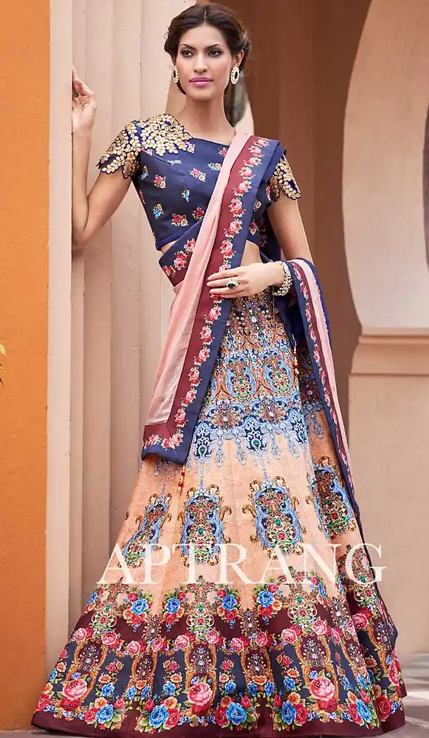 Beige Color Silk Circular Style Designer Wear Lehenga Choli | FH509477607