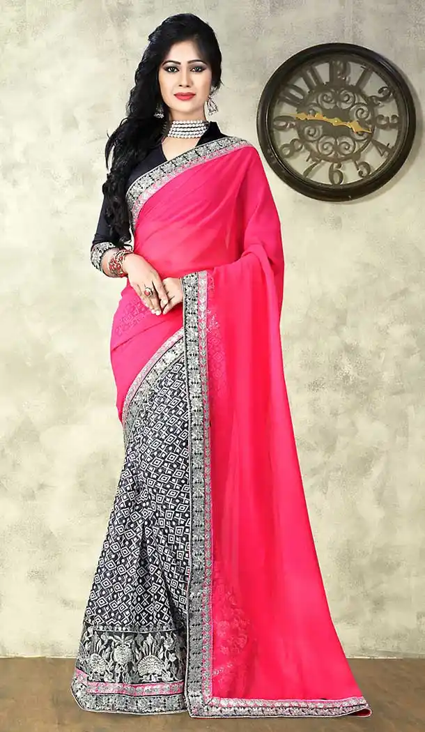 Pink Color Georgette Contemporary Style Saree | FH509577582