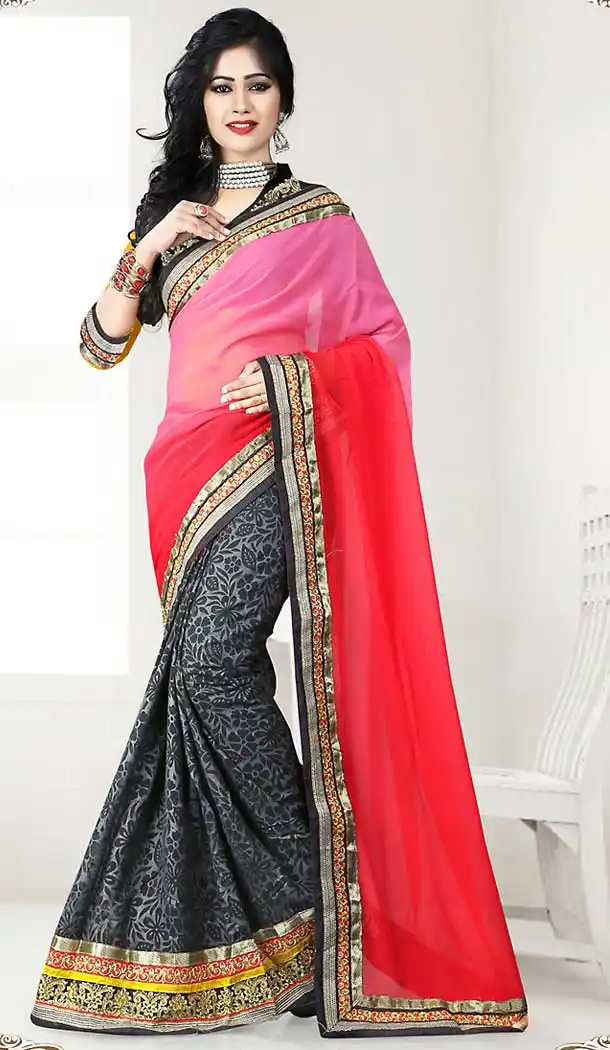 Red Color Georgette Contemporary Style Saree | FH509577588