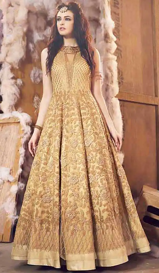 French Beige Color Georgette Abaya Style Pakistni Designer Salwar Kameez | FH509777662