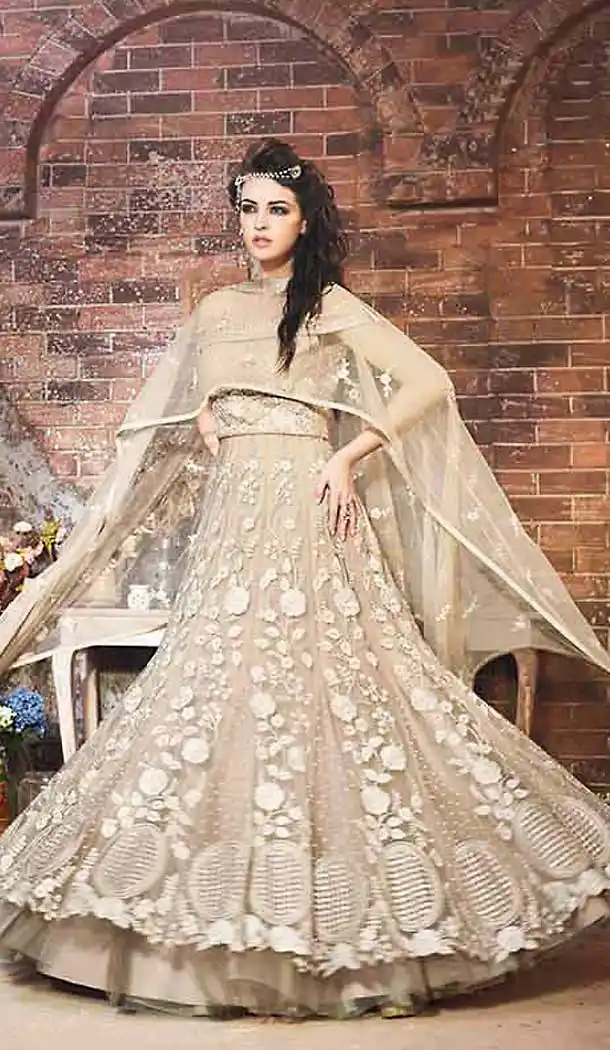 Grey Color Net Abaya Style Pakistni Designer Salwar Kameez | FH509777663