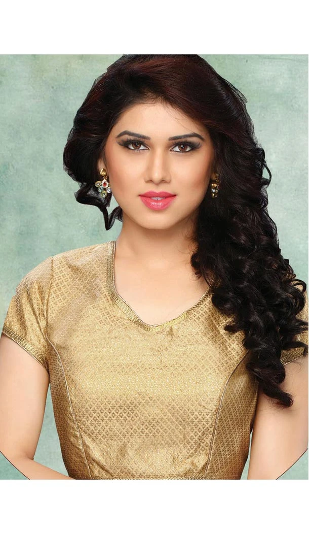 Beige Color Brocade V Neck Readymade Blouse | FH511677888