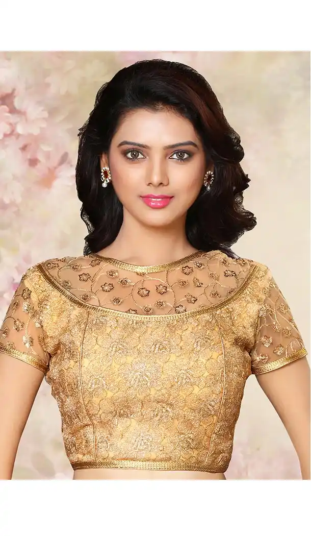 Beige Color Brocade V Neck Designer Readymade Blouse | FH511777906