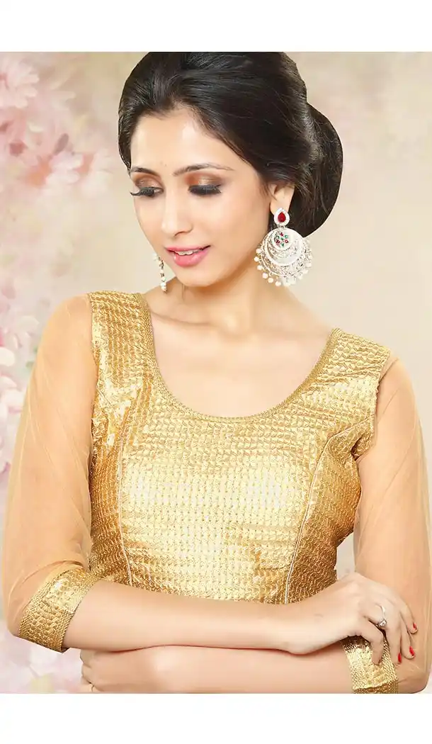 Beige Color Net U Neck Designer Readymade Blouse | FH511777917