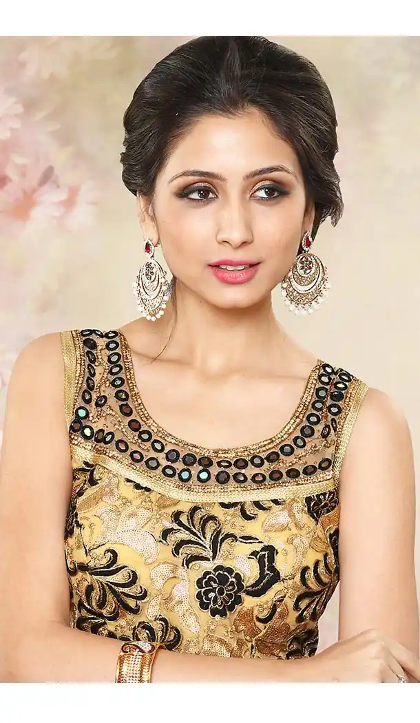 Beige Color Brocade U Neck Designer Readymade Blouse | FH511777919