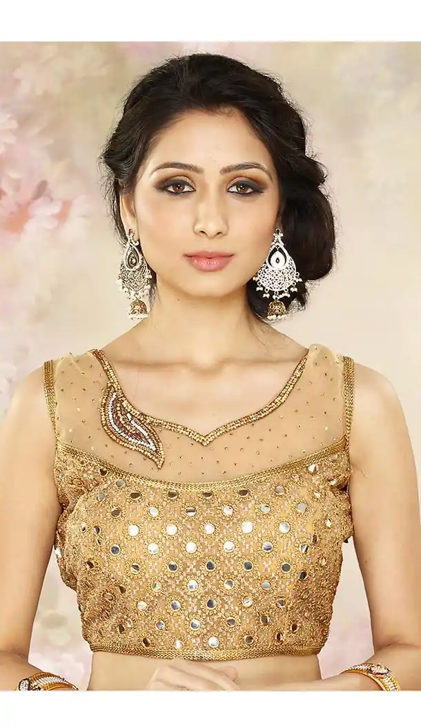 Beige Color Brocade U Neck Designer Readymade Blouse | FH511777920