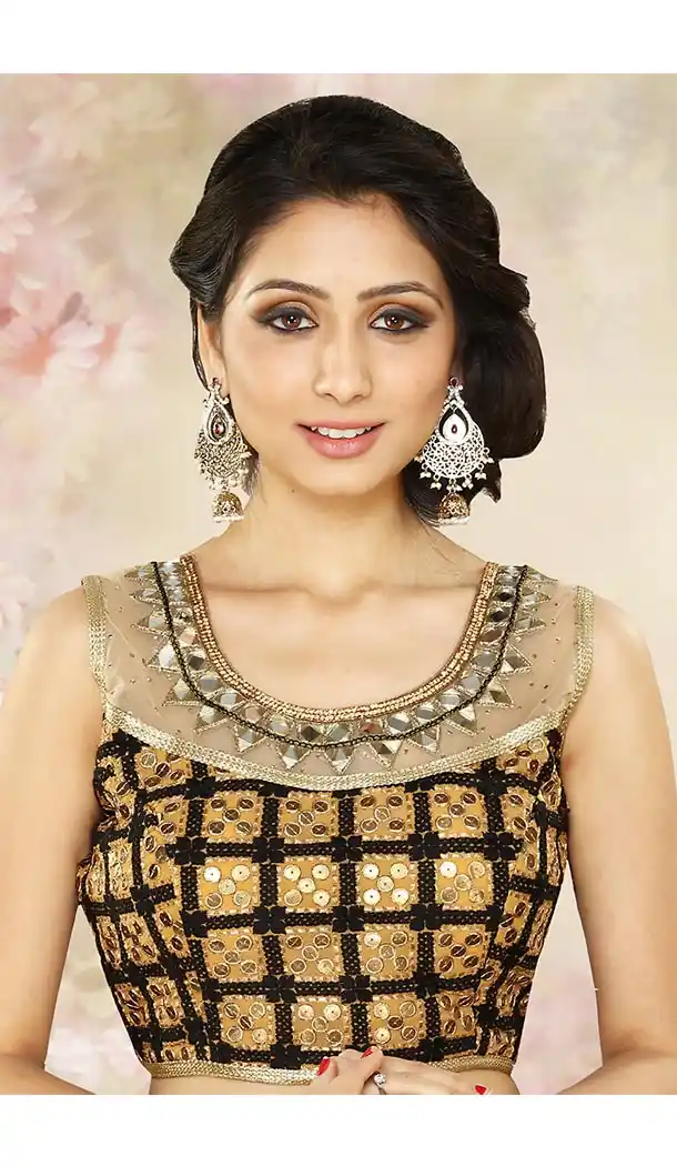 Beige Color Net U Neck Designer Readymade Blouse | FH511777922