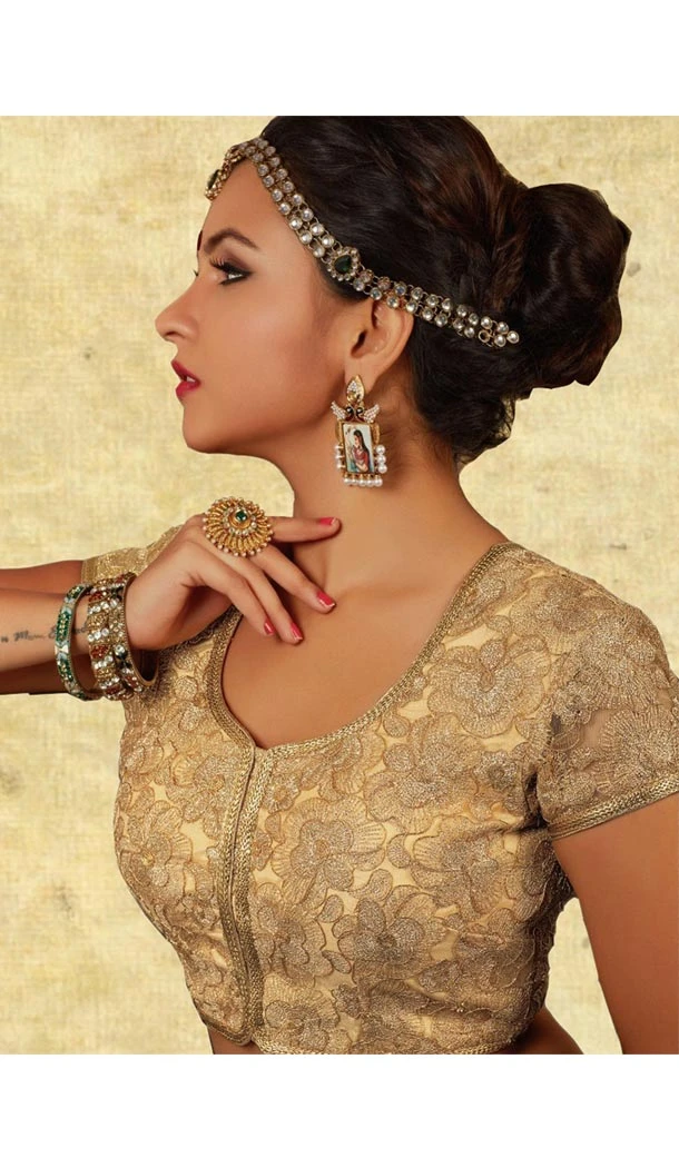 Beige Color Net U Neck Designer Readymade Blouse | FH511877925
