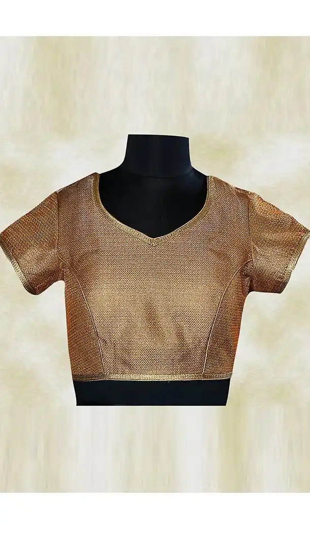 Party Wear Readymade Blouse in Brocade Fabric Brown Color V Neck | FH511977949