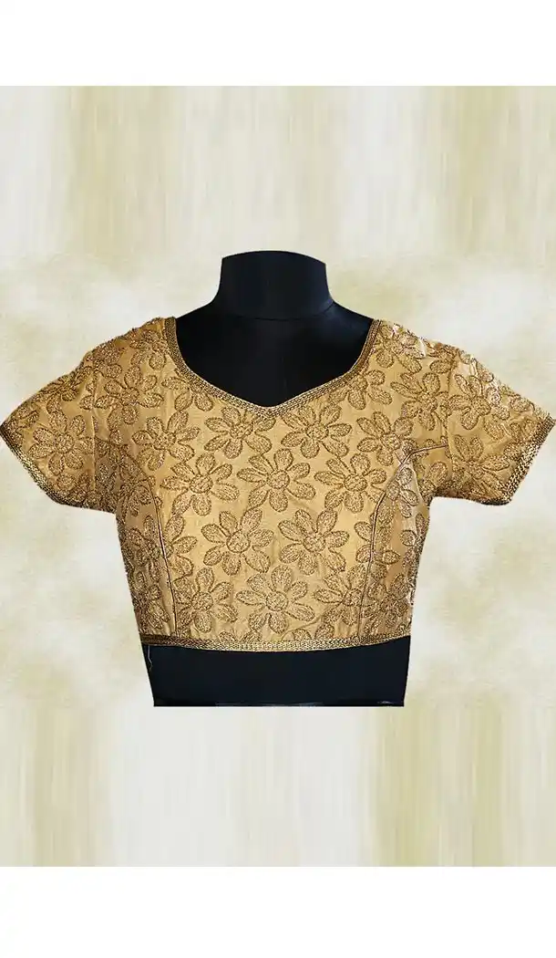 Beige Color Brocade Fabric V Neck Party Wear Readymade Blouse | FH511977953