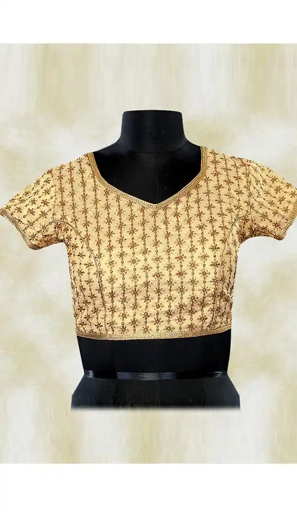 Beige Color Brocade Fabric Party Wear Readymade Blouse | FH511977954