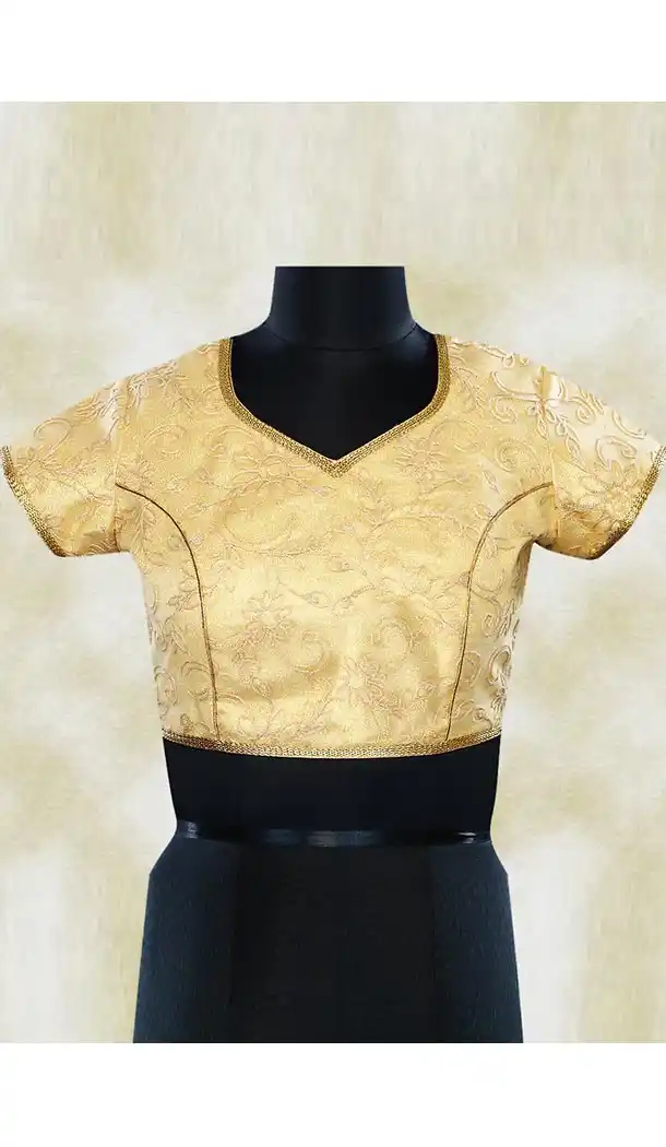 Beige Color Brocade Fabric Party Wear Readymade Blouse | FH511977956