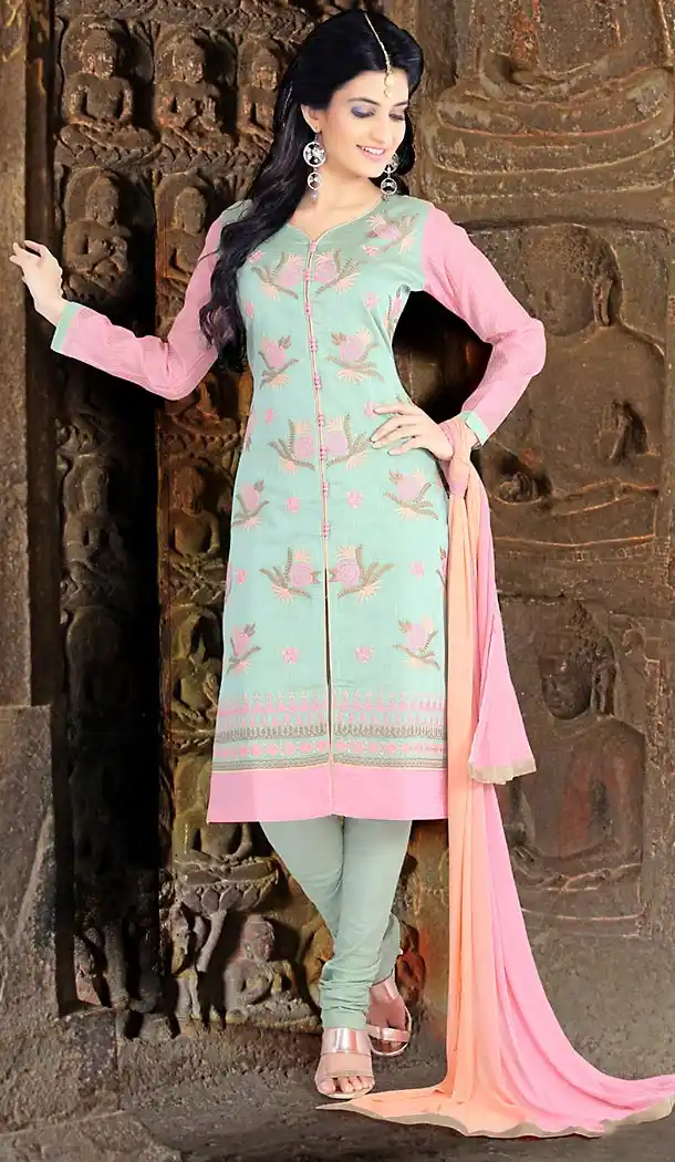 Aloe Vera Green Color Chanderi Silk Achkan Readymade Churidar Suit | FH512978096