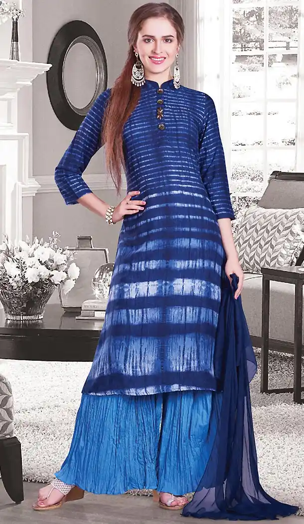Blue Color Cotton Straight Cut Style Designer Readymade Salwar Kameez | FH513078112