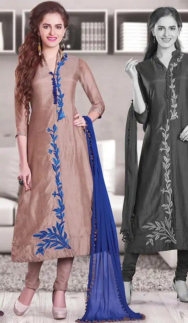 Tan Brown Color Silk Designer Readymade Salwar Kameez | FH513178130