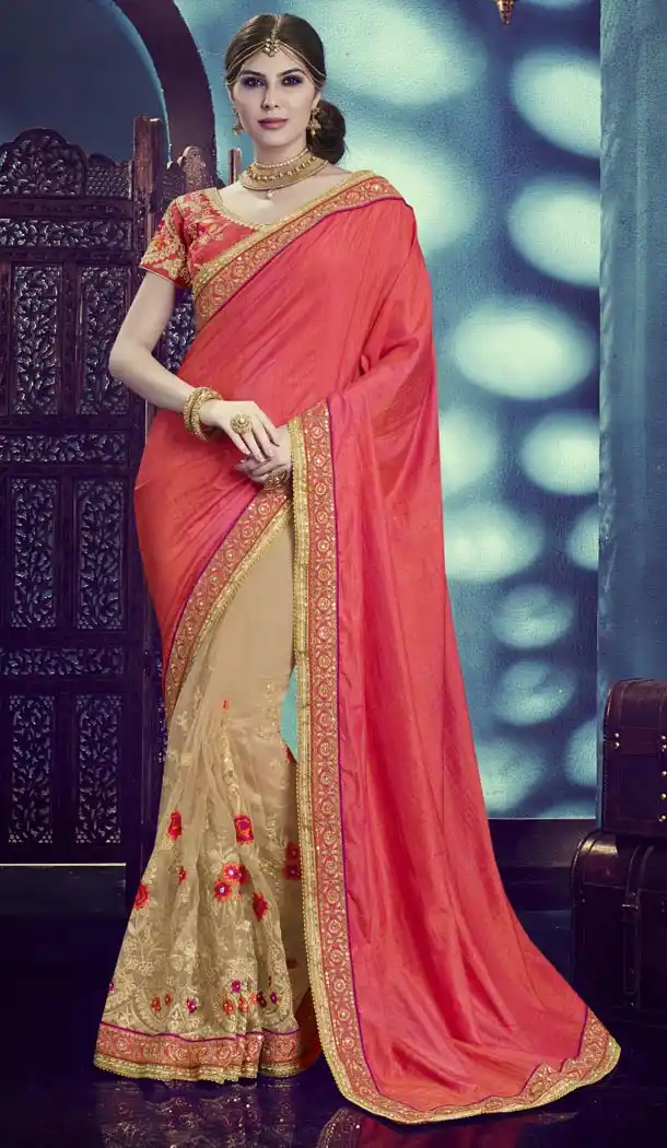 Tan Brown Color Silk Fabric Traditional Wear Saris Blouse | FH513278206
