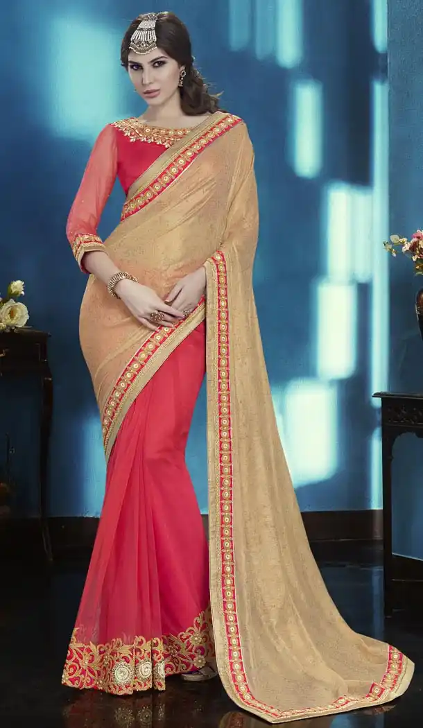 Deep Pink Color Silk Fabric Traditional Wear Saris Blouse | FH513278207