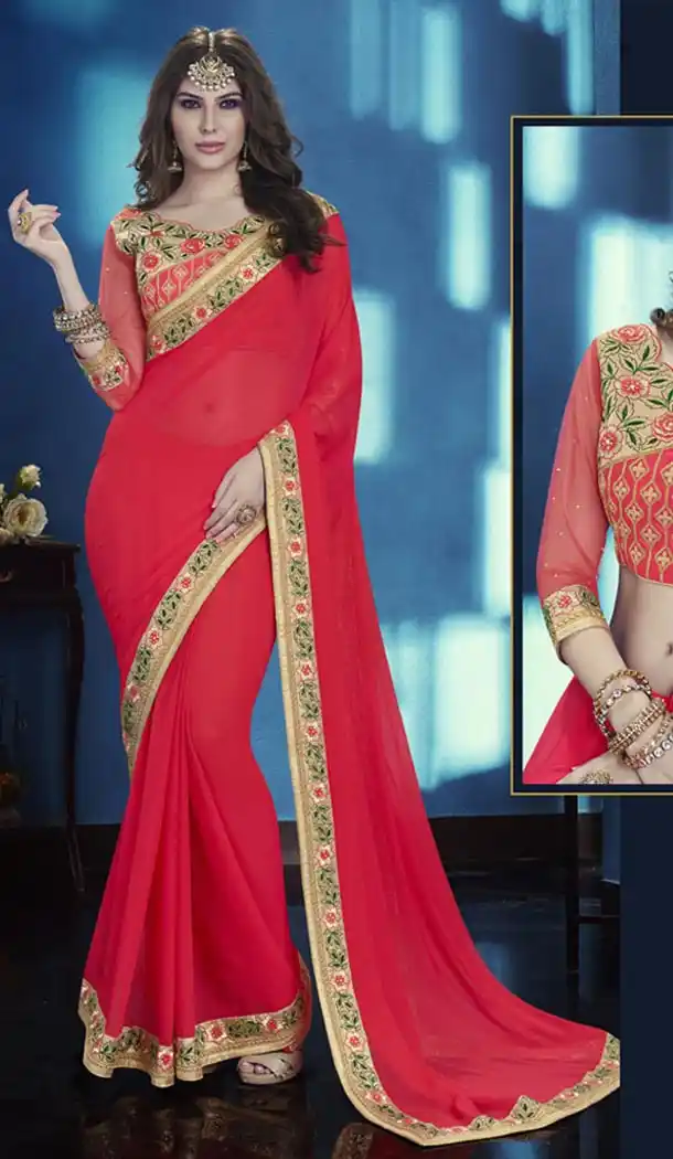 Pink Color Silk Fabric Traditional Wear Saris Blouse | FH513278208