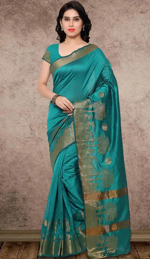 Banarasi Silk Casual Wear Saree in Emerald Color | FH513378179
