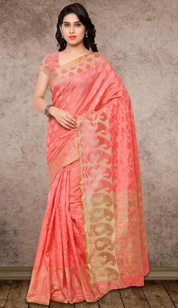 Banarasi Silk Casual Wear Saree in Salmon Color | FH513378183