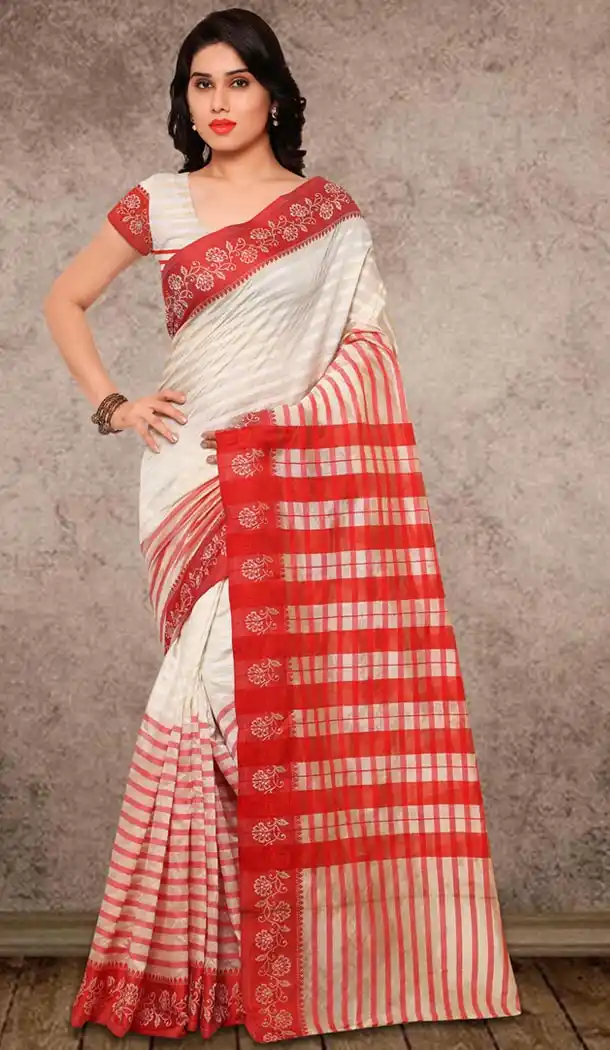 Banarasi Silk Casual Wear Saree in Off White Color | FH513378187