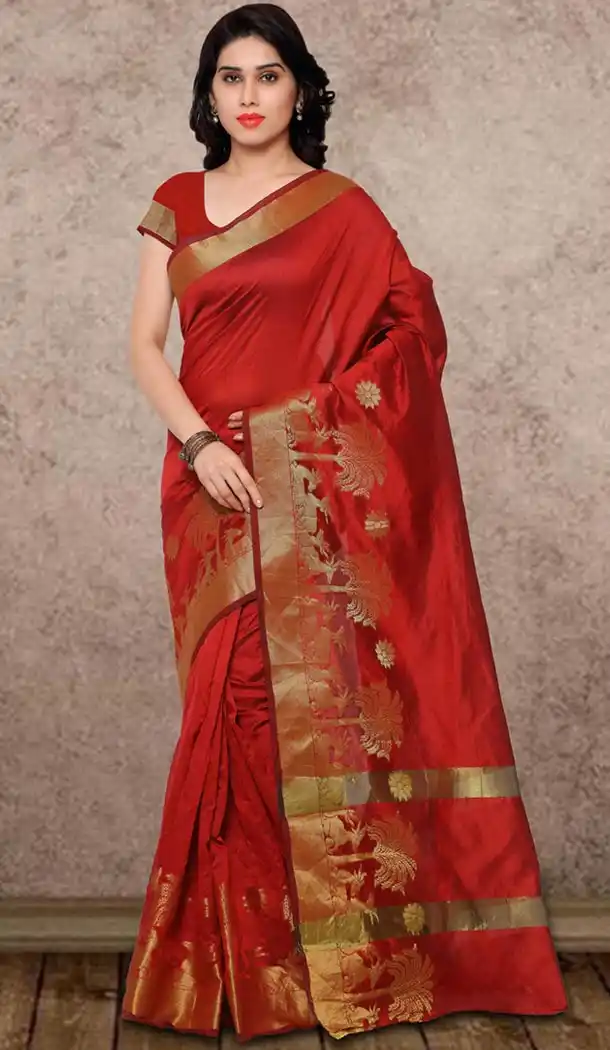 Banarasi Silk Casual Wear Saree in Red Color | FH513378195