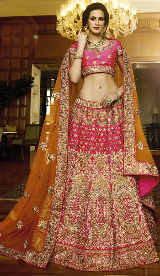 Deep Pink Color Silk A Line Style Designer Lehenga Choli | FH513678231