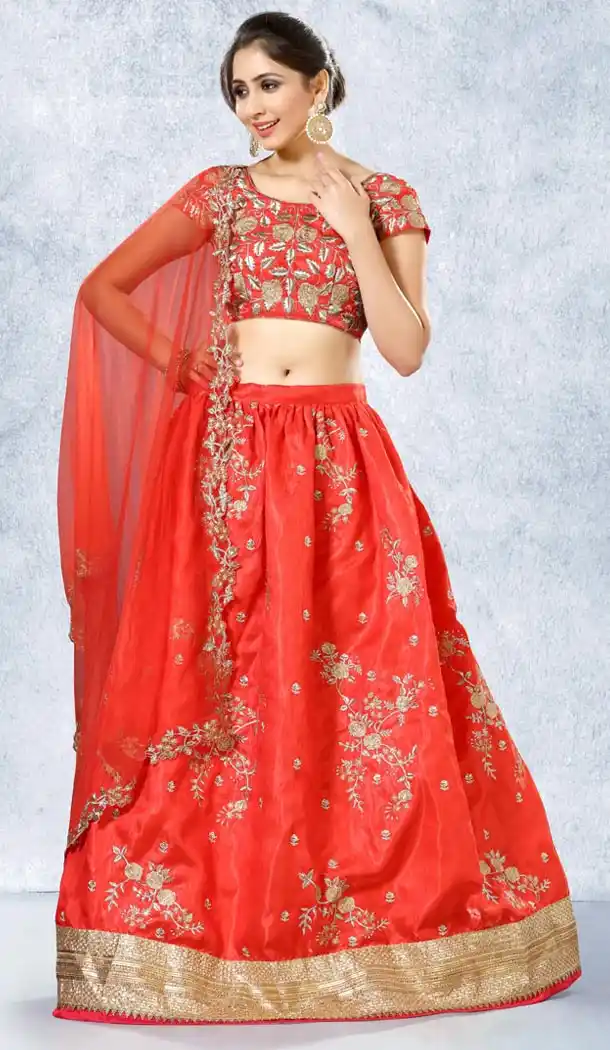 Red Color Silk A Line Style Party Wear Lehenga Choli | FH514078219