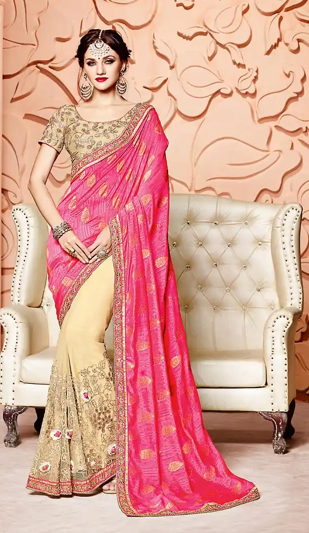 Deep Pink Color Pure Silk Fabric Party Wear Saris Blouse | FH514178246