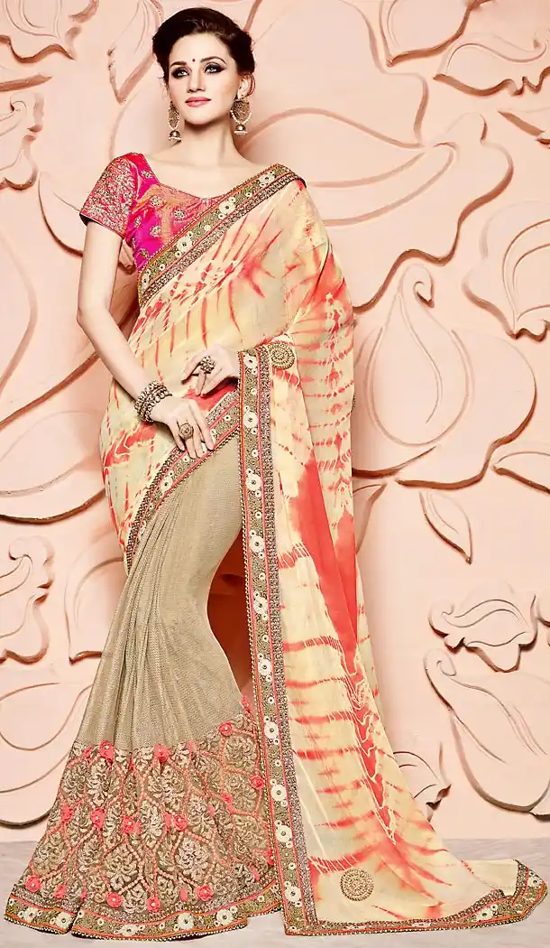 Tan Brown Color Silk Fabric Party Wear Saris Blouse | FH514178255
