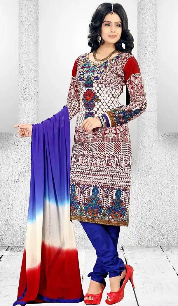 Casual Daily Wear Salwar Kameez in White Color Cotton Fabric | FH514378281