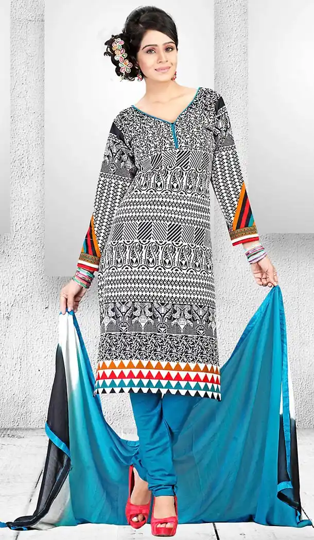 Casual Daily Wear Salwar Kameez in White Color Cotton Fabric | FH514378282