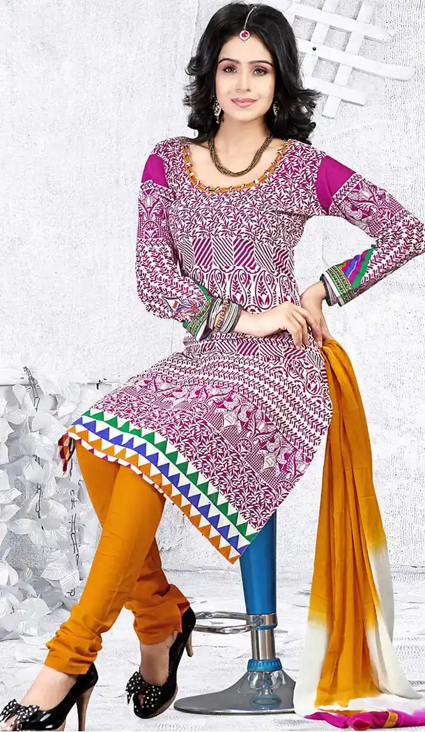 Casual Daily Wear Salwar Kameez in White Color Cotton Fabric | FH514378283