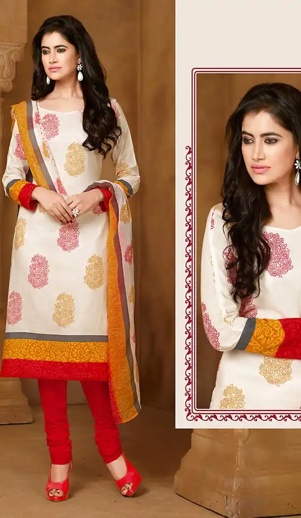 Casual Daily Wear Salwar Kameez in Off White Color Cotton Fabric | FH514378285