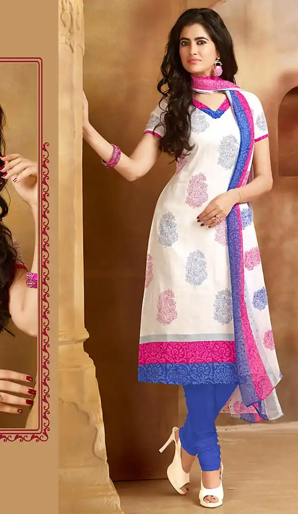 Casual Daily Wear Salwar Kameez in Off White Color Cotton Fabric | FH514378286