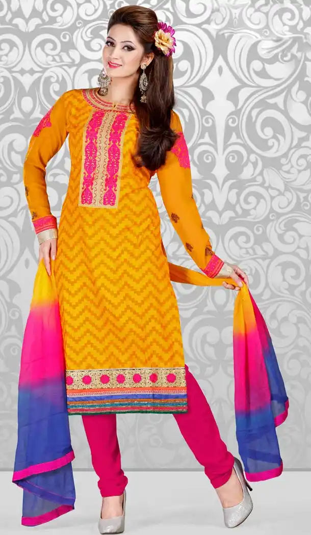 Cotton Fabric Casual Daily Wear Salwar Kameez in Yellow Color | FH514478299
