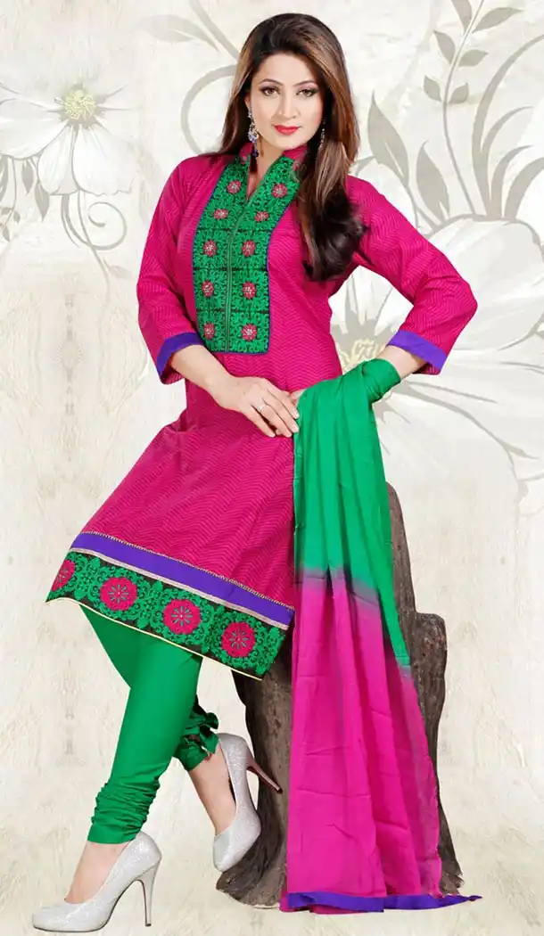 Cotton Fabric Casual Daily Wear Salwar Kameez in Deep Pink Color | FH514478302
