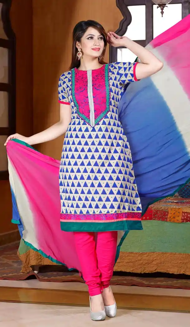 Cotton Fabric Casual Daily Wear Salwar Kameez in Deep Pink Color | FH514478306