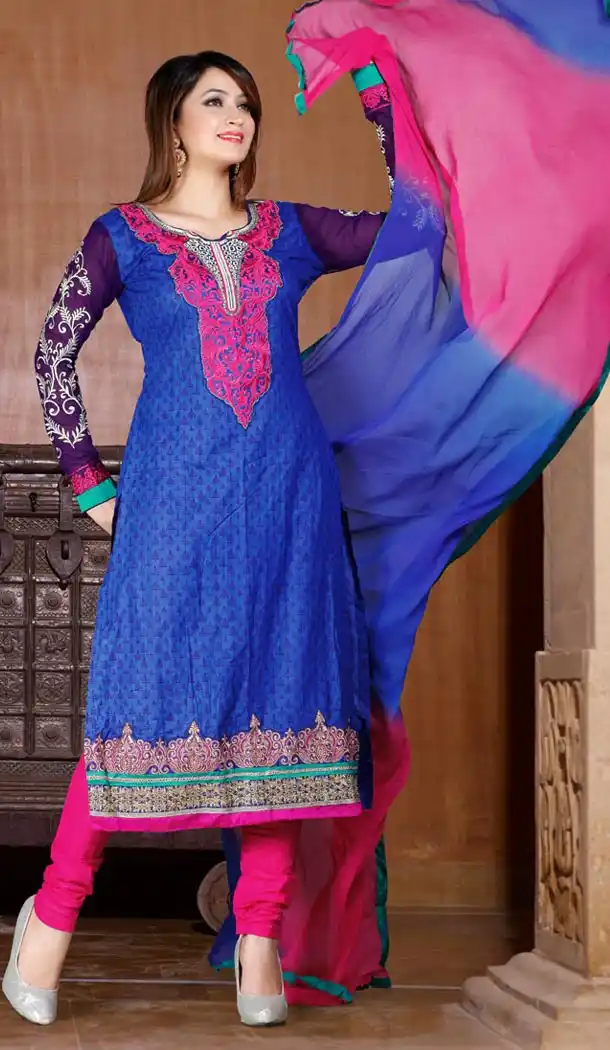 Cotton Fabric Casual Daily Wear Salwar Kameez in Blue Color | FH514478307