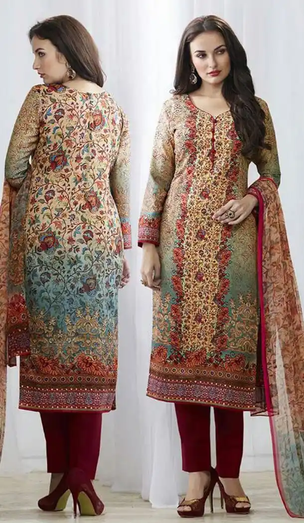 Pasmina Silk Fabric Casual Daily Wear Narrow Pants Suit in Maroon Color | FH515378380