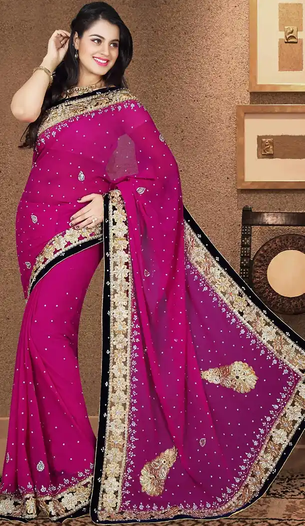 Designer Style Wedding Saree in Pink Color Georgette | FH515678441