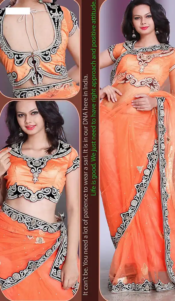 Designer Style Wedding Bridel Saree in Orange Color Net | FH515778460