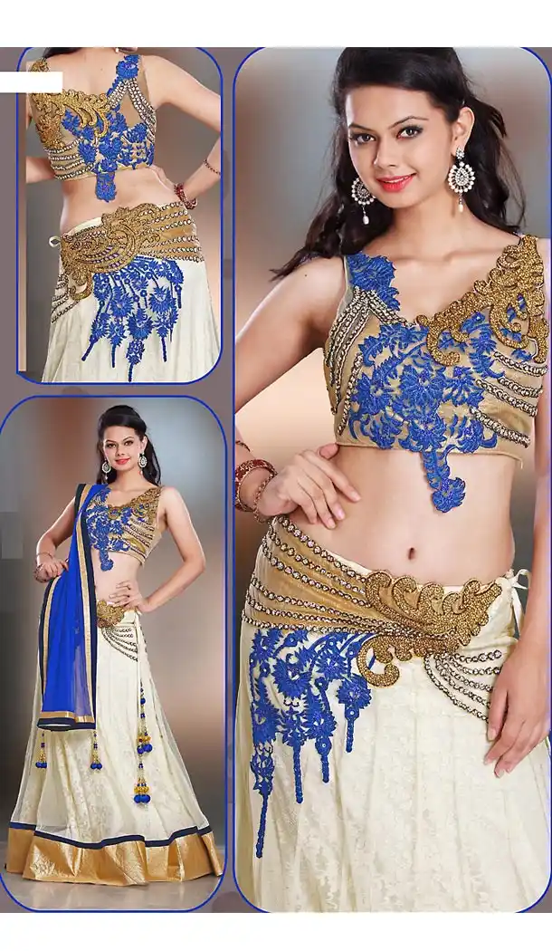 A Line Style Bridal Wedding Lehenga Choli in Net Off White Color | FH515778469