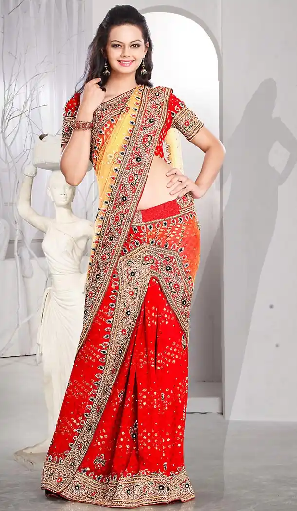 Designer Style Wedding Bridel Saree in Red Color Viscose Satin | FH515778479
