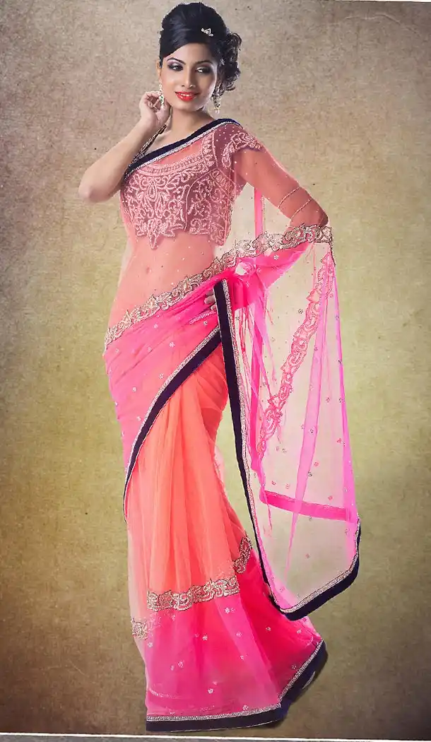 Designer Style Bridel Wedding Saree in Net Deep Pink Color | FH515878452