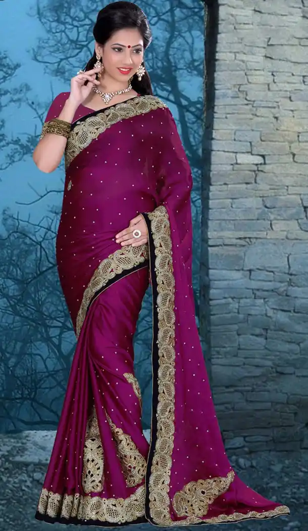 Traditional Style Designer Saree in Chiffon Satin Magenta Color | FH516078490