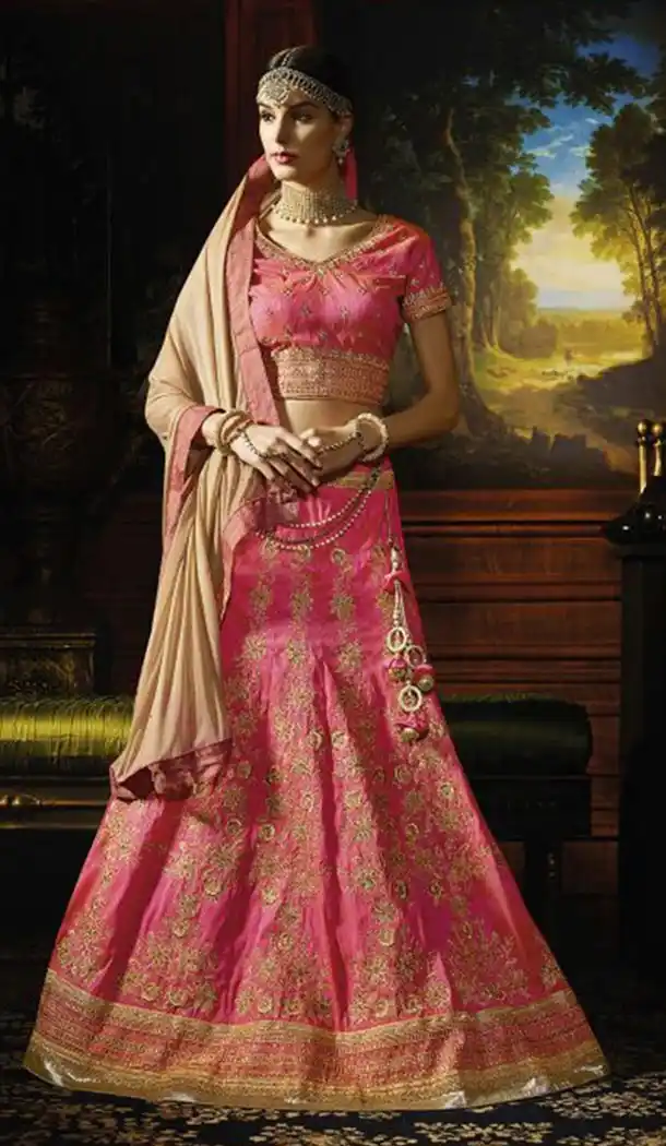 Circular Style Silk Fabric Designer Lehenga Choli in Deep Pink | FH518278756