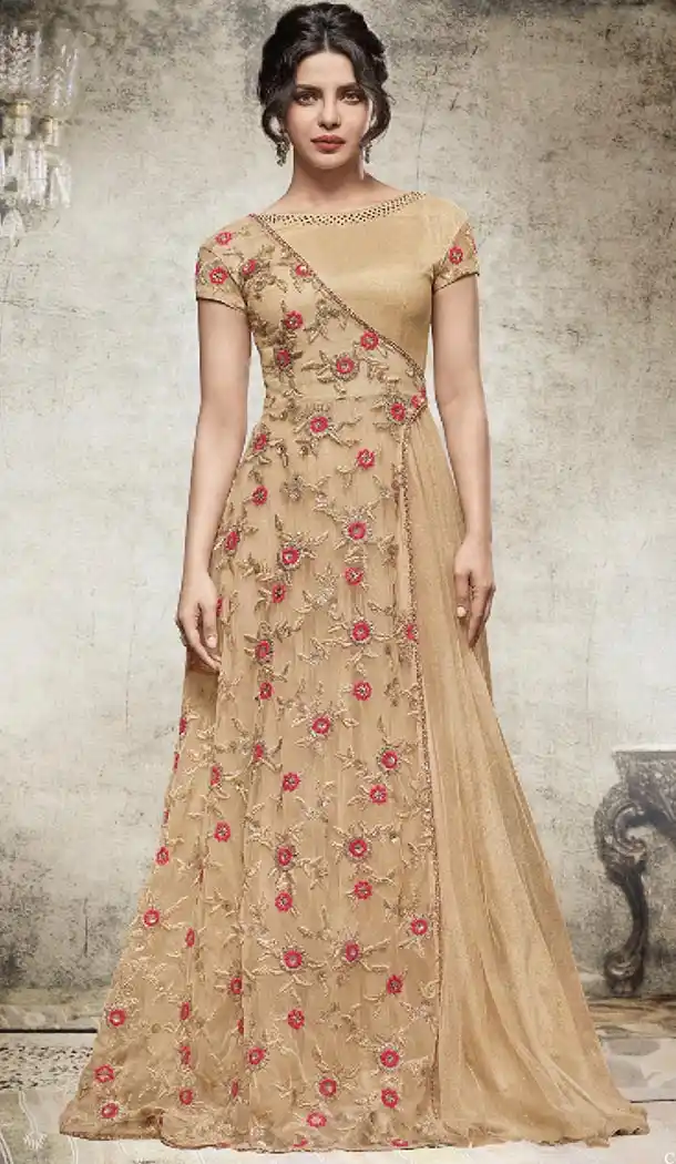 Bollywood Celebrity Priyanka Chopra Salwar Kameez in Tan Brown Color | FH518478770