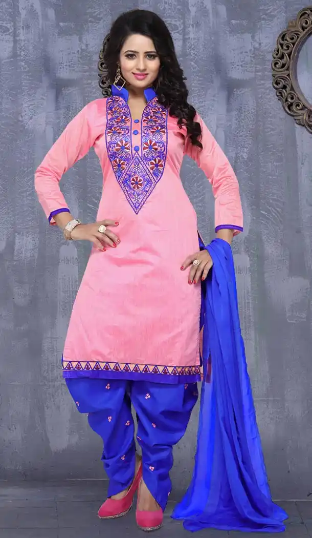 Straight Cut Style Patiyala Cotton Salwar kameez in Pink Color | FH519478912